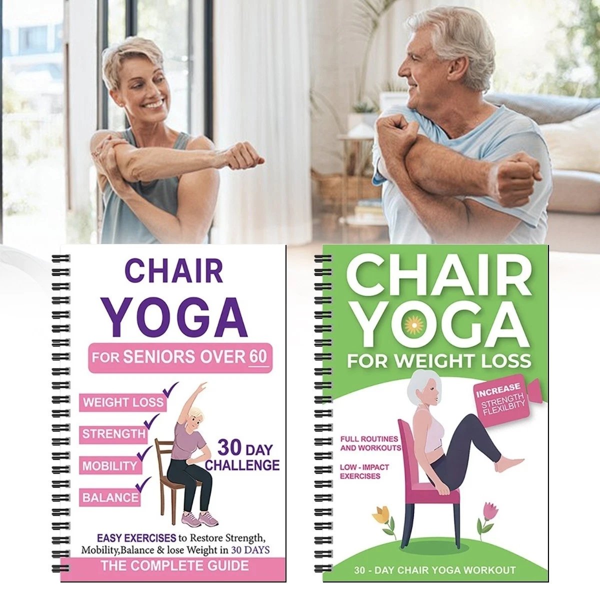 Den komplette guide til stoleyoga for personer over 60: mere end 40 enkle øvelser med let modstand, der hjælper med at genvinde styrke, smidighed og balance samt tabe sig