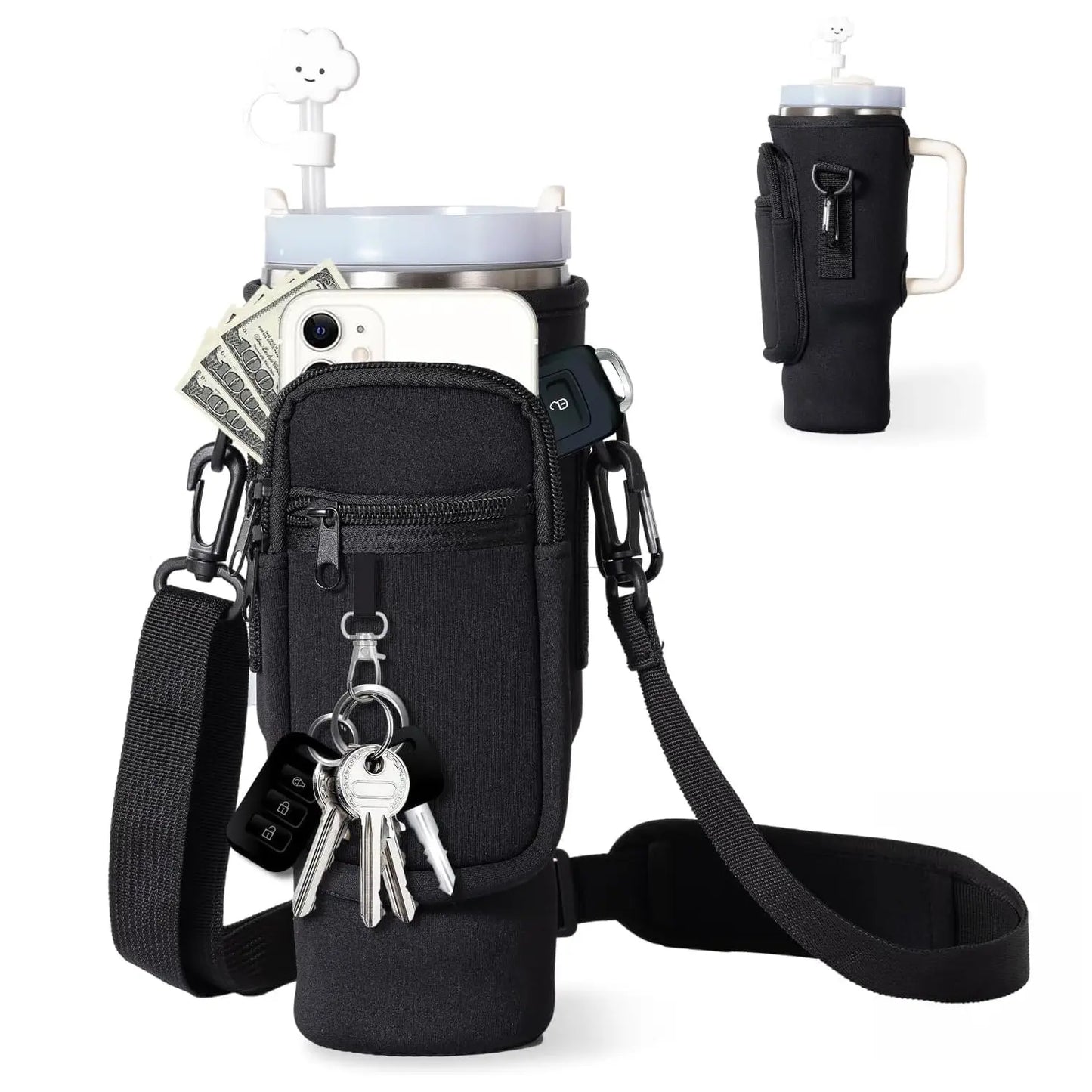 Tumbler Carry Bag - Portable Water Bottle Holder with Phone Pocket for Campus & Outdoor Adventures