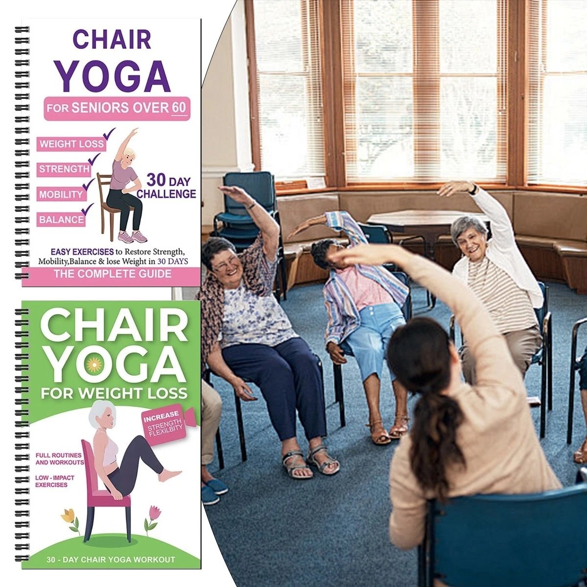 Den komplette guide til stoleyoga for personer over 60: mere end 40 enkle øvelser med let modstand, der hjælper med at genvinde styrke, smidighed og balance samt tabe sig