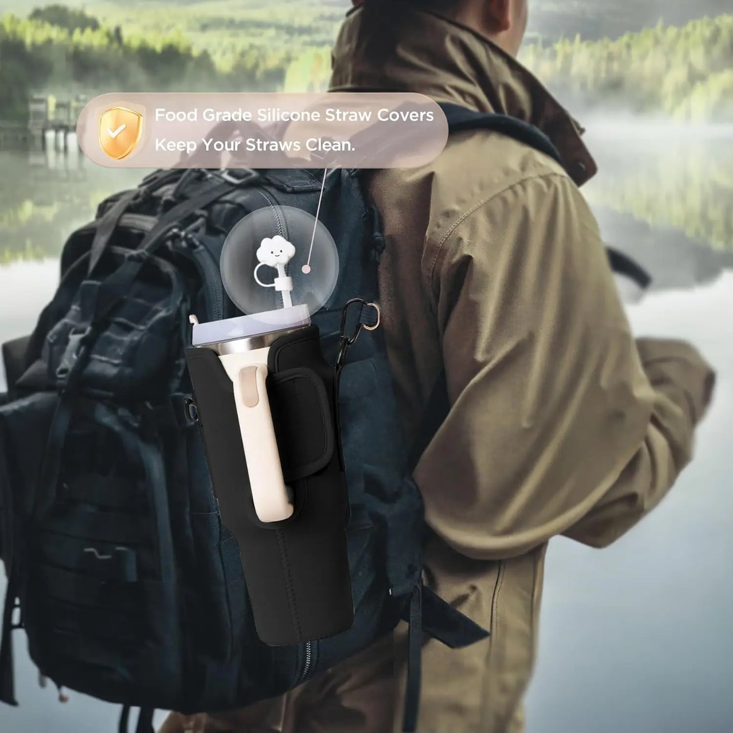 Tumbler Carry Bag - Portable Water Bottle Holder with Phone Pocket for Campus & Outdoor Adventures