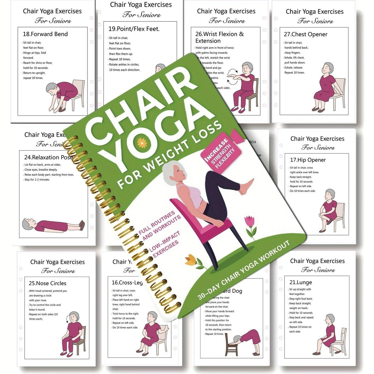 Den komplette guide til stoleyoga for personer over 60: mere end 40 enkle øvelser med let modstand, der hjælper med at genvinde styrke, smidighed og balance samt tabe sig