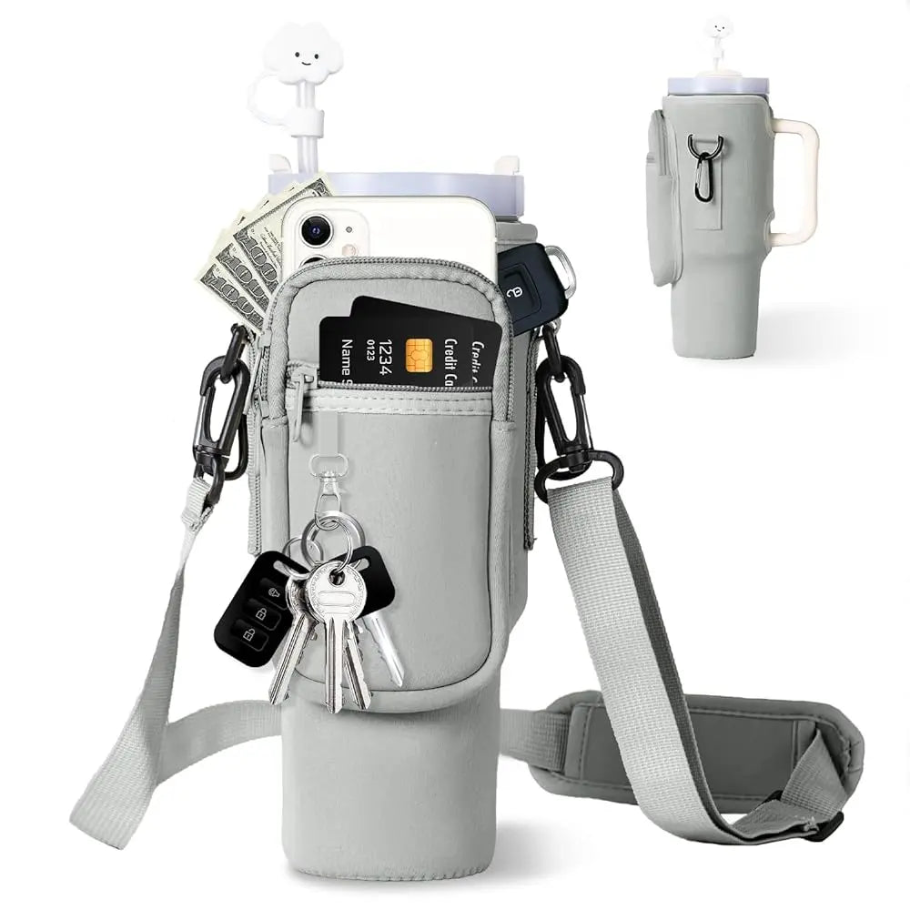 Tumbler Carry Bag - Portable Water Bottle Holder with Phone Pocket for Campus & Outdoor Adventures